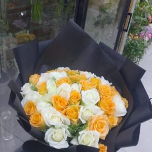 بوكيه هاند ابيض واصفر ولفه سوده