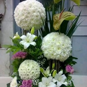 بوكيه استاند تجميعات كرويه بكرازنتم ابيض وليلم ابيض