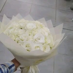 بوكيه هاند بجوري ابيض ولفه بيضا وشريط ابيض