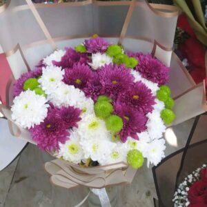 بوكيه هاند بكرازنتم ابيض واخضر وبنفسجي بلفه بيج