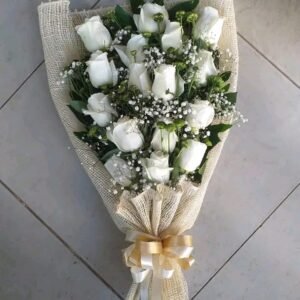 بوكيه هاند جوري ابيض وبيبي فلاور ولفه خيش