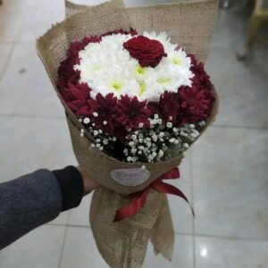 بوكيه هاند كرازنتم نبيتي وابيض وبيبي فلاور بلفه خيش