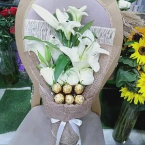 بوكيه هاند ليليم ابيض وشوكولا فرنسي