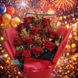 بوكيه هاند ورد جوري احمر ولف حمراء