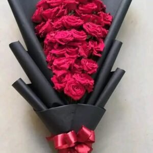 بوكيه هاند ورد جوري احمر ولفه سودا