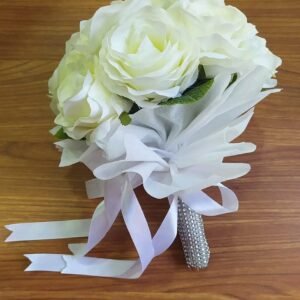 جرب صناعي ورد جوري ابيض بهاند ستان مطرز بلولي ابيض