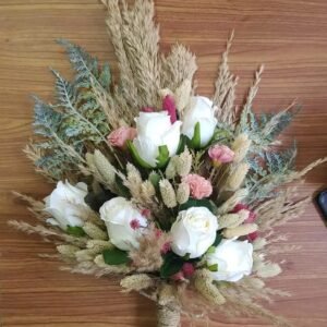 جرب صناعي ورد جوري ابيض وميكس نباتاتى مجففه